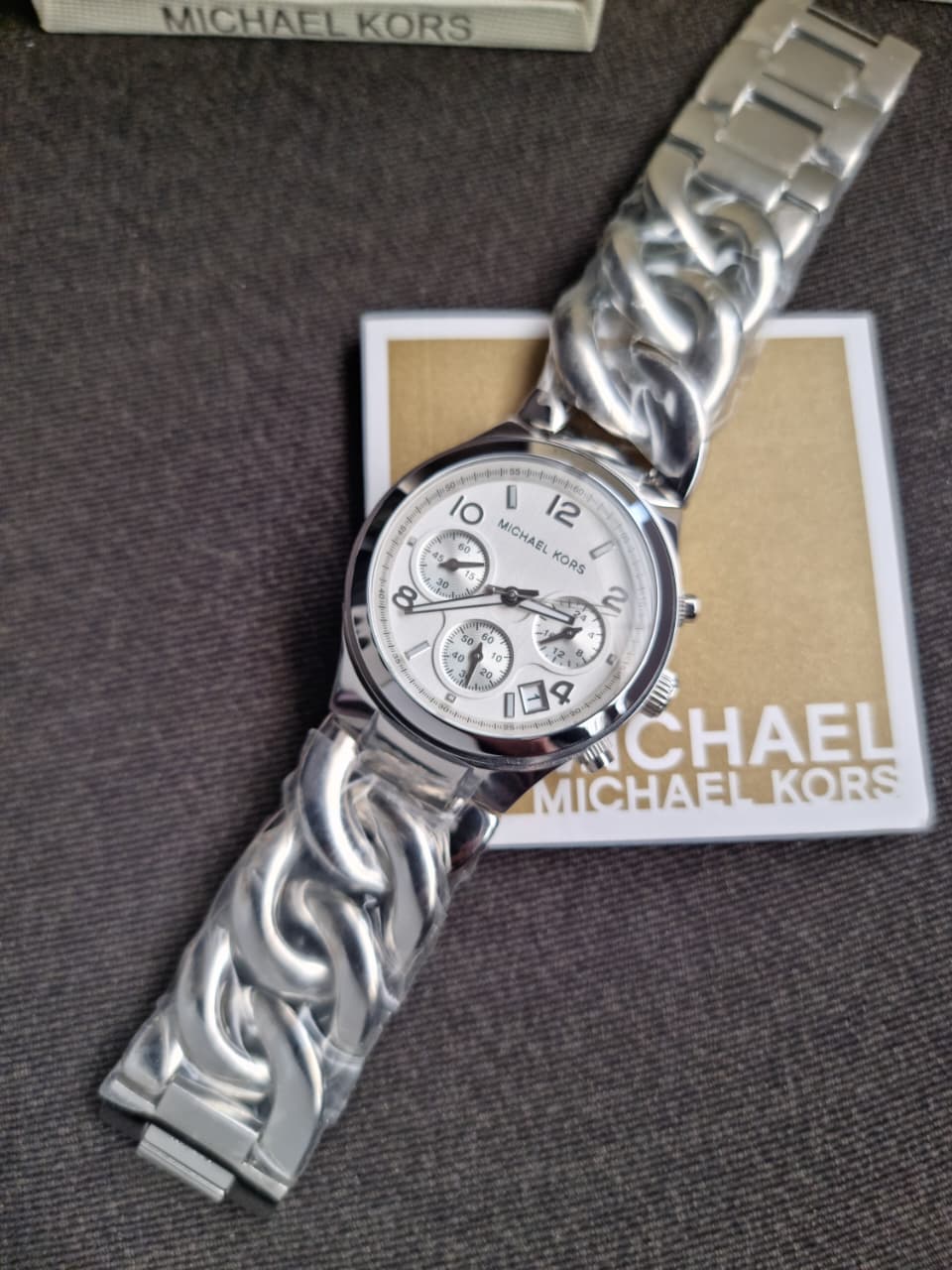 Michael Kors MK3149 Women's Runway Chronograph Twist Chain Steel Bracelet Watch