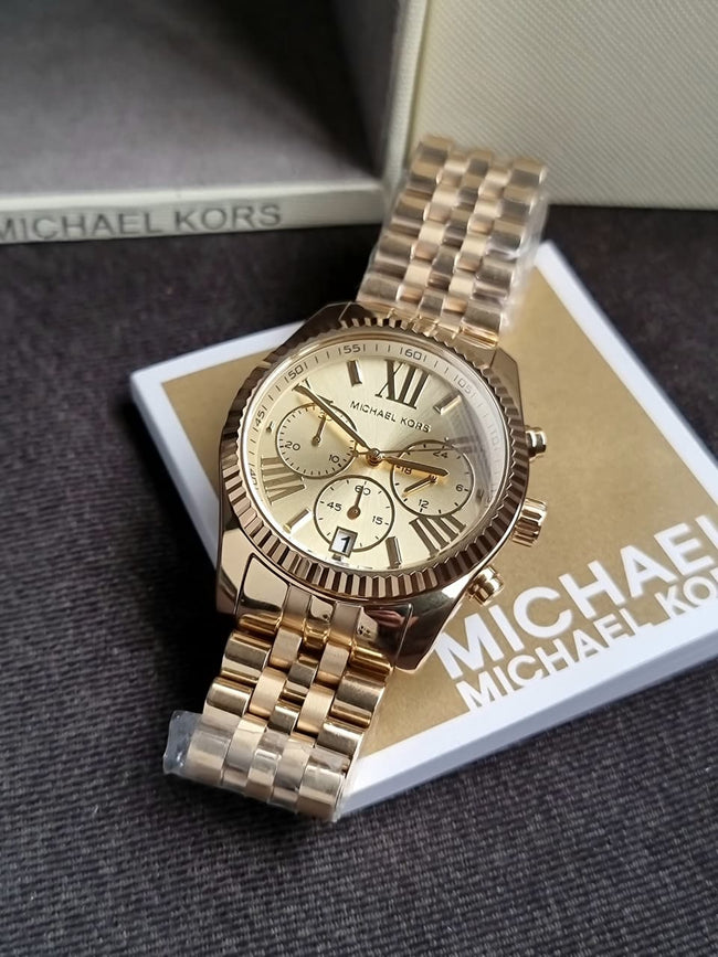 MICHAEL KORS Lexington Chronograph Champagne Dial Ladies Watch MK5556 Main Image