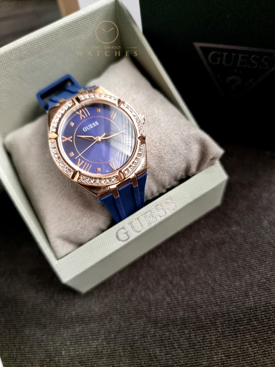 Guess Women’s Quartz Silicone Strap Blue Dial 36mm Watch GW0034L4