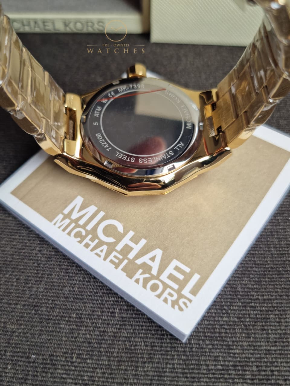 Michael Kors Raquel Three Hand Crystals Gold Dial Gold Steel Strap Watch For Women - MK7398