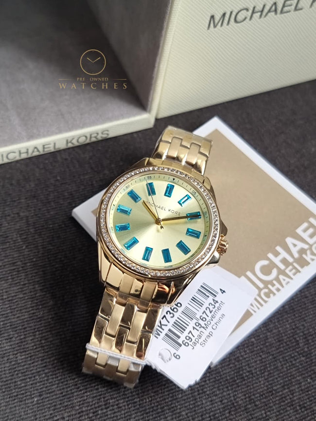 Michael Kors Pilot Pave Gold Stainless Steel Gold Dial Quartz Watch for Ladies - MK7366 Main Image
