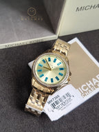 Michael Kors Pilot Pave Gold Stainless Steel Gold Dial Quartz Watch for Ladies - MK7366