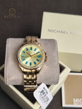 Michael Kors Pilot Pave Gold Stainless Steel Gold Dial Quartz Watch for Ladies - MK7366