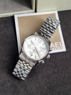 Michael Kors Unisex Quartz Stainless Steel Silver Dial 38mm Watch MK5555