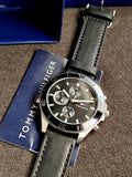 Tommy Hilfiger Men’s Quartz Black Leather Strap Black Dial 46mm Watch 1791984