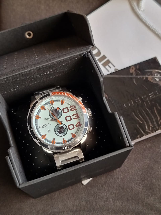 DIESEL Dowble Down White Dial Stainless Steel Men's Quartz Watch DZ4310 Hover Image