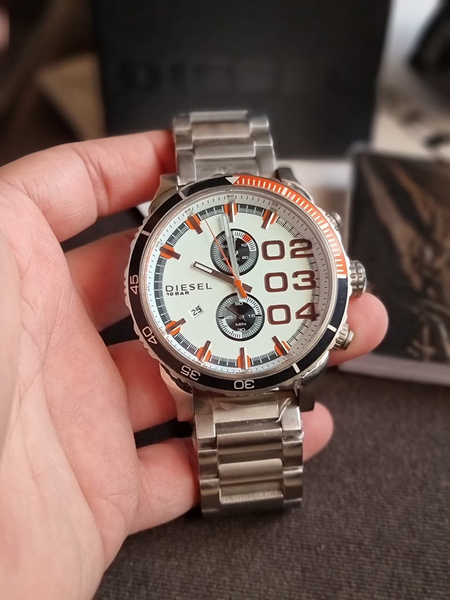 DIESEL Dowble Down White Dial Stainless Steel Men's Quartz Watch DZ4310 Main Image