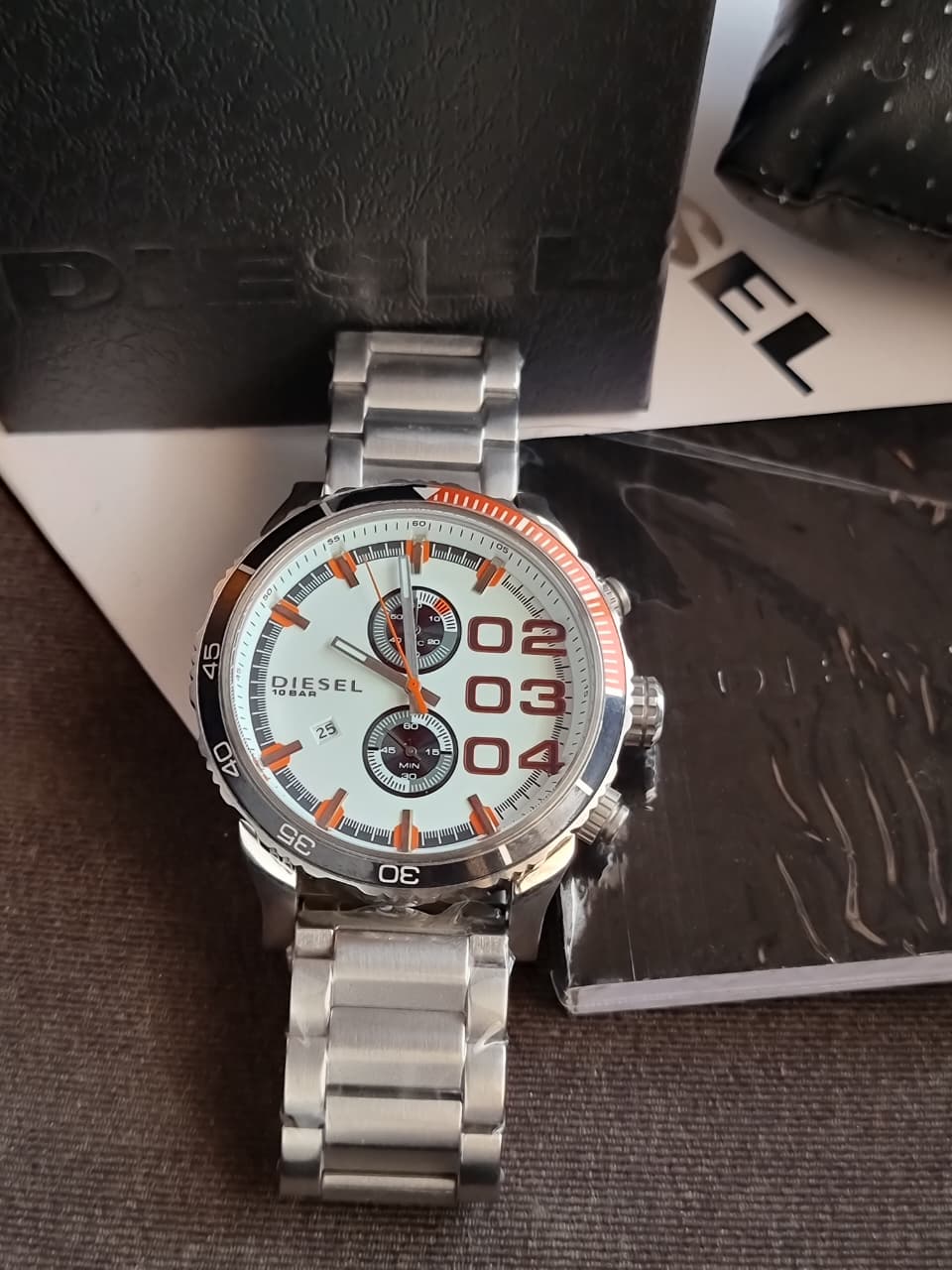 DIESEL Dowble Down White Dial Stainless Steel Men's Quartz Watch DZ4310
