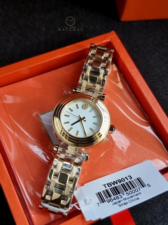 Tory Burch Women’s Quartz Gold Stainless Steel White Dial 30mm Watch TBW9013 Main Image