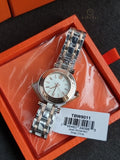 Tory Burch Classic T White Dial Two Tone Steel Strap Watch For Women - TBW9011