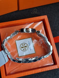 Tory Burch Classic T White Dial Two Tone Steel Strap Watch For Women - TBW9011