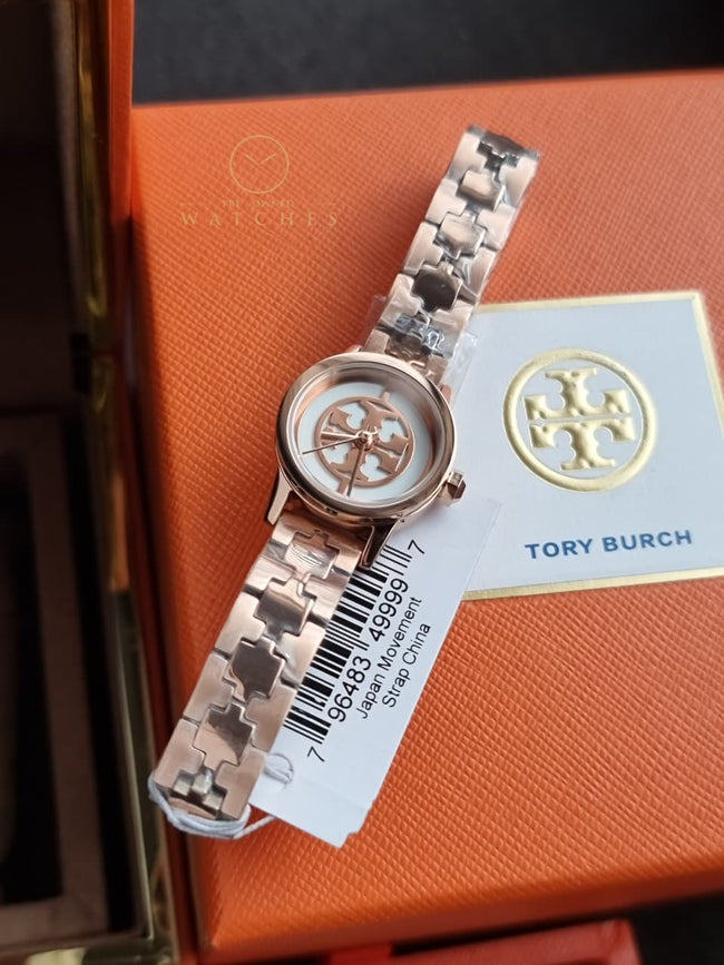 Tory Burch Reva Rose Gold Stainless Steel Cream Dial Quartz Watch for Ladies - TBW4043 Main Image