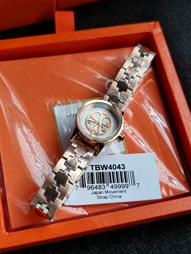 Tory Burch Reva Rose Gold Stainless Steel Cream Dial Quartz Watch for Ladies - TBW4043 Hover Image
