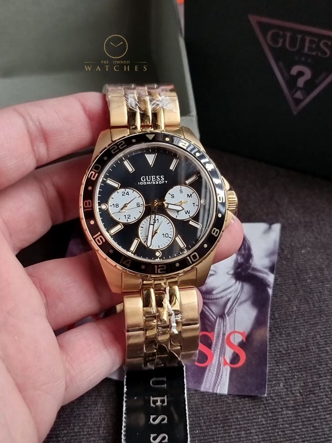 Guess Men’s Quartz Stainless Steel Black Dial 44mm Watch W1107G4 Hover Image