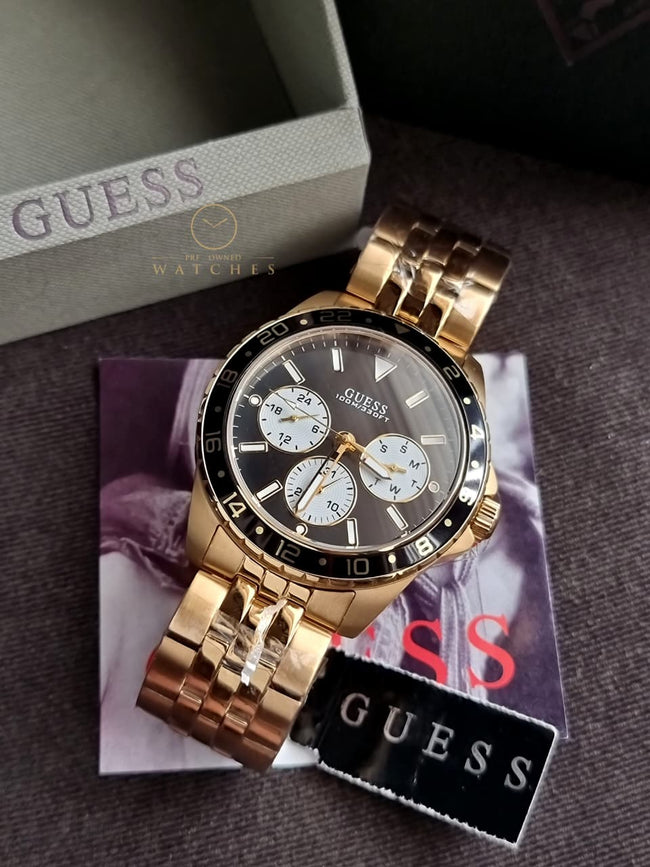 Guess Men’s Quartz Stainless Steel Black Dial 44mm Watch W1107G4 Main Image
