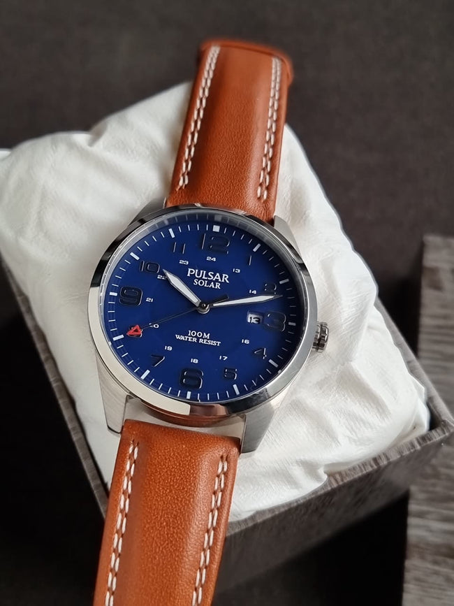 Pulsar Sub Brand of Seiko Solor Operated Gents Watch 40mm Blue Dial Quartz Watch Hover Image
