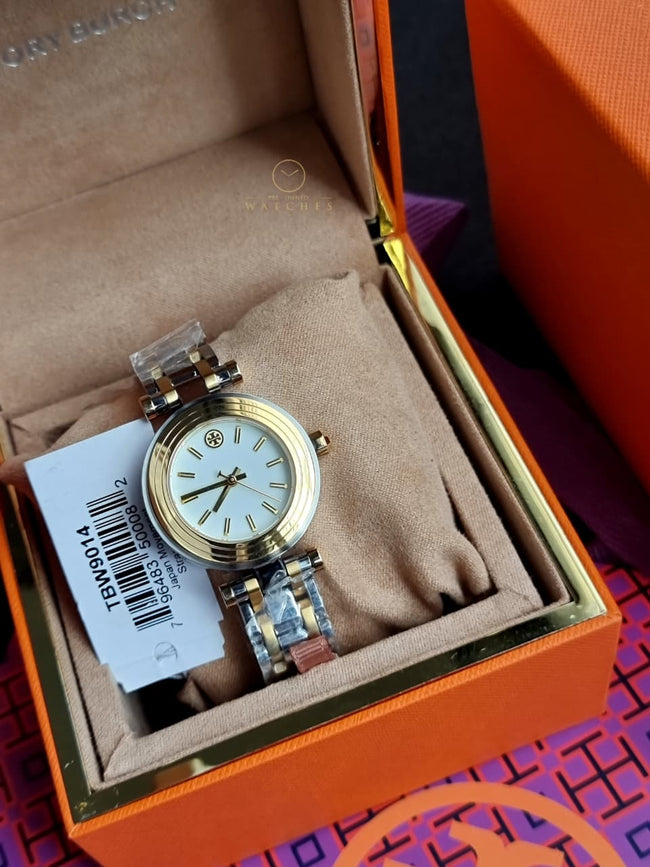 Tory Burch Classic T Two-tone Stainless Steel Cream Dial Quartz Watch for Ladies - TBW9014 Hover Image