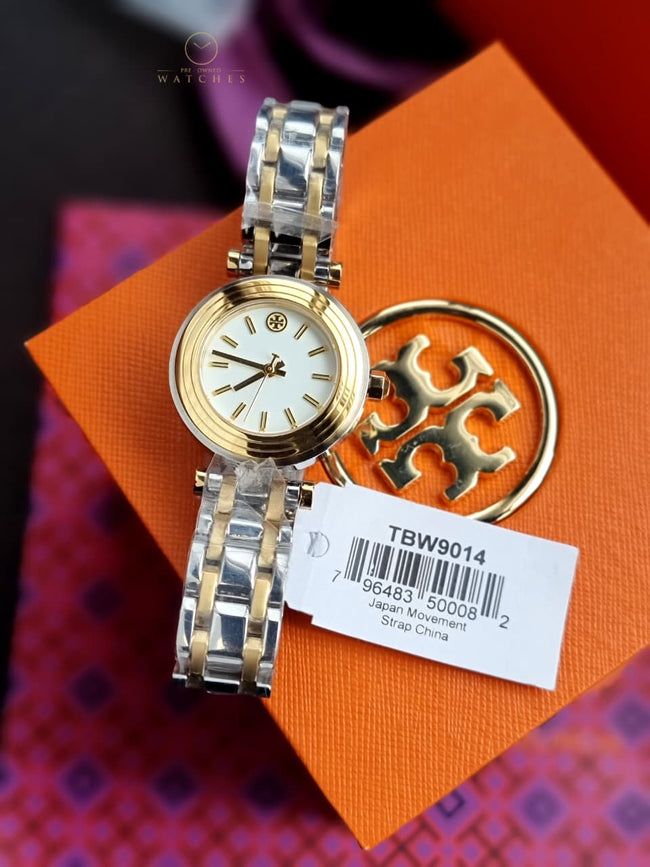 Tory Burch Classic T Two-tone Stainless Steel Cream Dial Quartz Watch for Ladies - TBW9014 Main Image