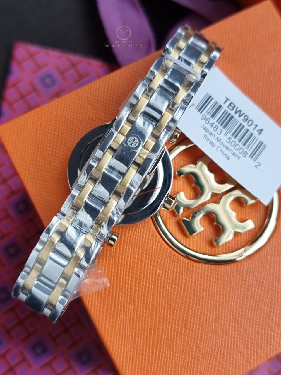 Tory Burch Classic T Two-tone Stainless Steel Cream Dial Quartz Watch for Ladies - TBW9014