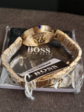 HUGO BOSS Allusion Gold Stainless Steel Gold Dial Quartz Watch for Ladies - 1502415