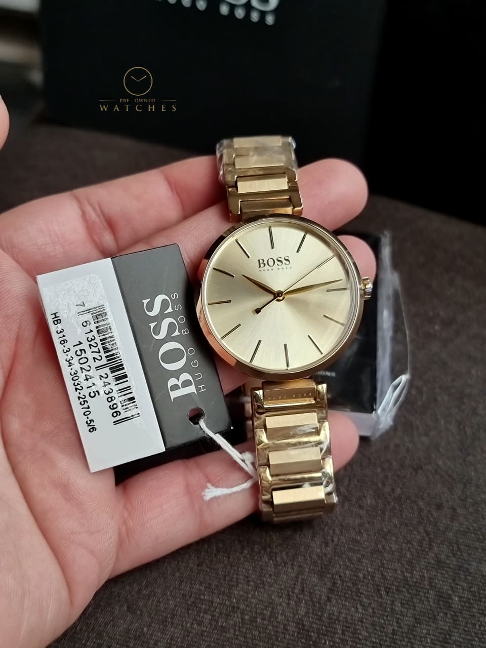 HUGO BOSS Allusion Gold Stainless Steel Gold Dial Quartz Watch for Ladies - 1502415
