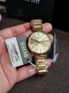 HUGO BOSS Allusion Gold Stainless Steel Gold Dial Quartz Watch for Ladies - 1502415