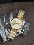 HUGO BOSS Allusion Gold Stainless Steel Gold Dial Quartz Watch for Ladies - 1502415