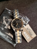 Hugo Boss Sage Womens Silver Stainless Steel Quartz Black Dial Two-Tone Stainless Steel 1502730