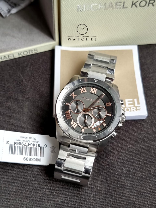 Michael Kors Men’s Chronograph Quartz Stainless Steel Grey Dial 44mm Watch MK8609 Main Image