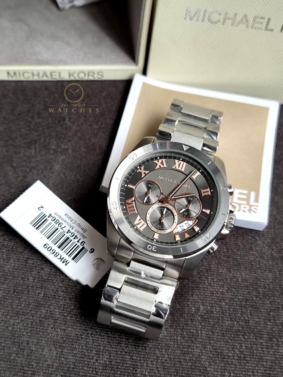 Michael Kors Men’s Chronograph Quartz Stainless Steel Grey Dial 44mm Watch MK8609