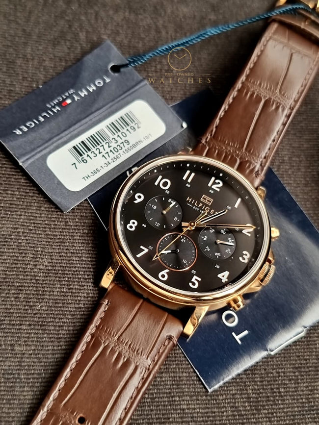 Tommy Hilfiger 1710379 Daniel 44mm Men's Brown Leather Watch Hover Image