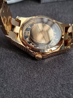 Marc Jacobs Henry Skeleton Gold Dial Gold Steel Strap Watch For Women - MBM3263