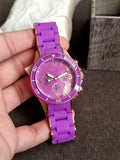 Marc Jacobs Rock Chronograph Purple Dial Purple Silicone Strap Watch For Women - MBM2549