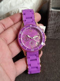 Marc Jacobs Rock Chronograph Purple Dial Purple Silicone Strap Watch For Women - MBM2549