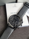 EMPORIO ARMANI Sportivo Black Leather Strap Black Dial Chronograph Quartz Watch for Gents - AR2461