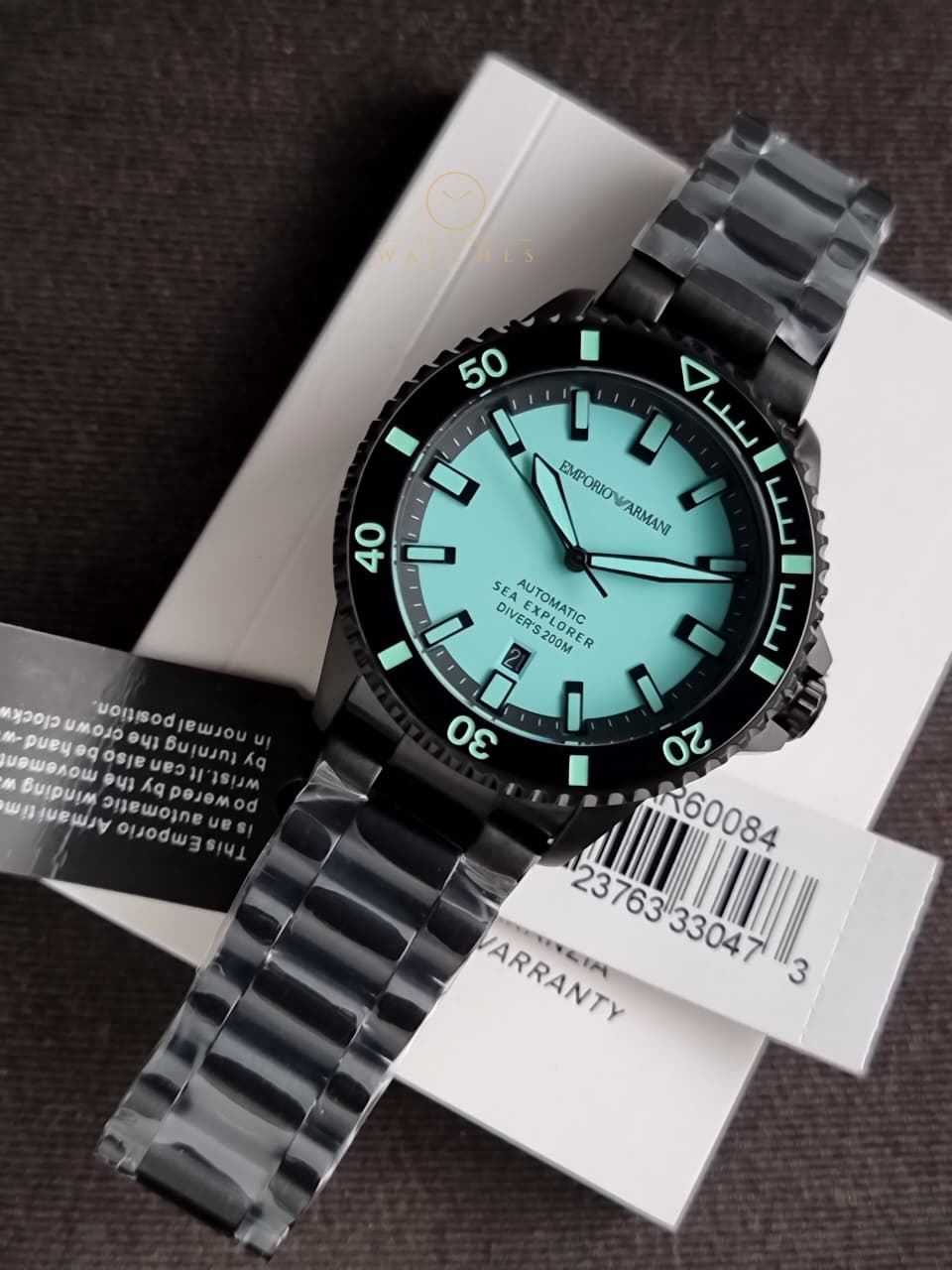 Emporio Armani Sea Explorer Black Stainless Steel Blue Dial Automatic Watch for Gents - AR60084