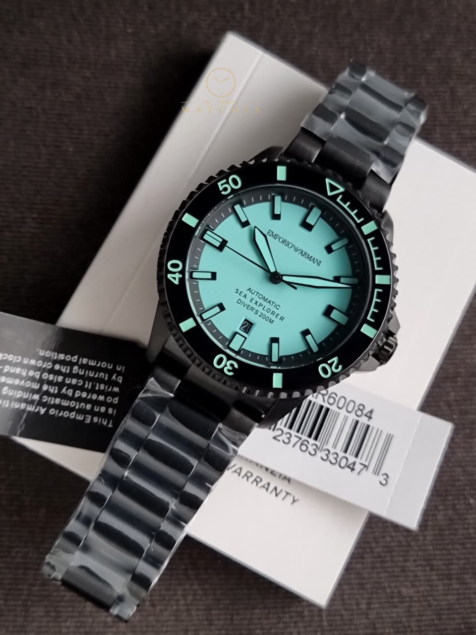 Emporio Armani Sea Explorer Black Stainless Steel Blue Dial Automatic Watch for Gents - AR60084