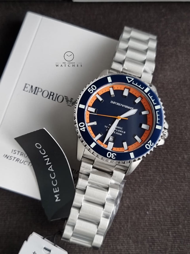 Emporio Armani Sea Explorer Automatic Stainless Steel Dive Watch – 42.5 mm (AR60090) Hover Image