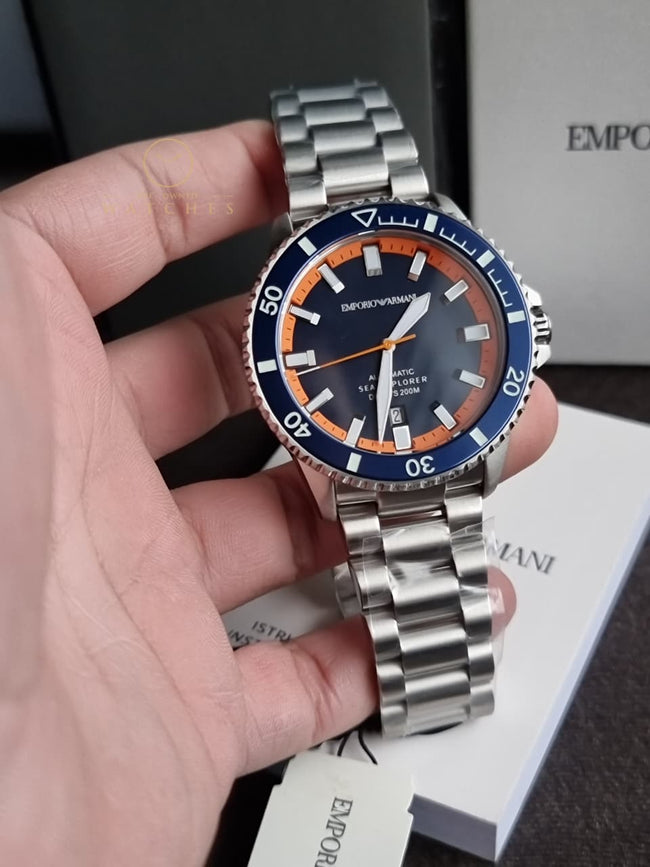 Emporio Armani Sea Explorer Automatic Stainless Steel Dive Watch – 42.5 mm (AR60090) Main Image