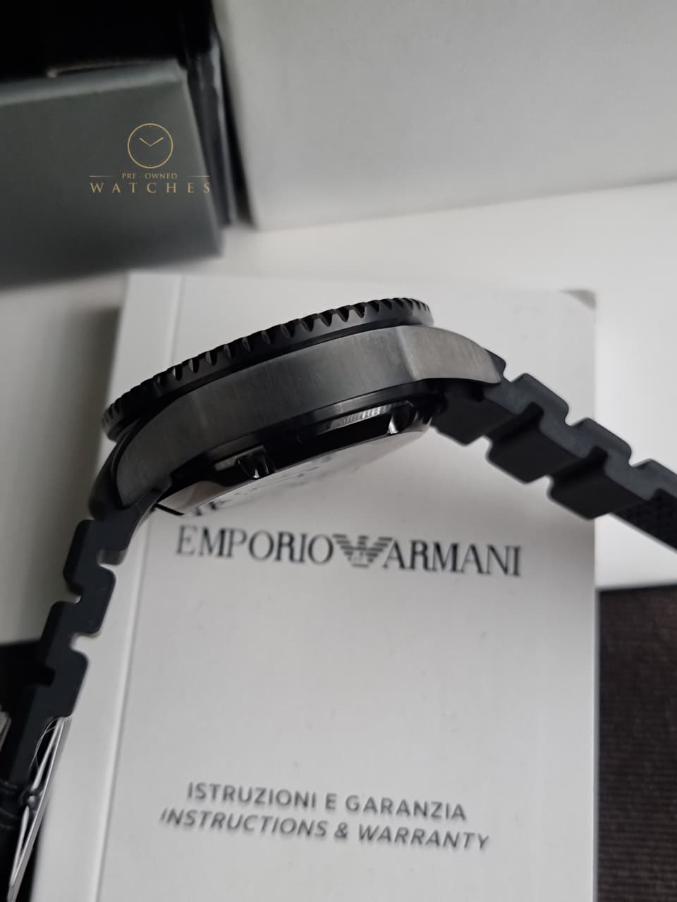 Emporio Armani AR60085 Sea Explorer Men's Watch - Yellow Dial, Black Strap