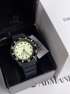 Emporio Armani AR60085 Sea Explorer Men's Watch - Yellow Dial, Black Strap