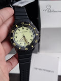 Emporio Armani AR60085 Sea Explorer Men's Watch - Yellow Dial, Black Strap