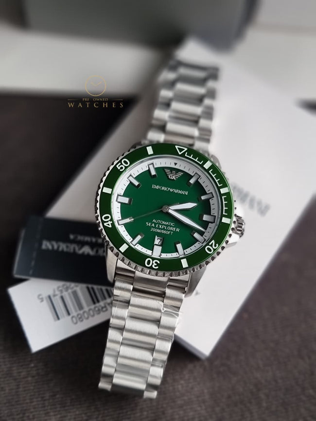 Emporio Armani Stainless Steel Analog Green Dial Men's Watch-Ar60080 Hover Image