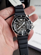 Emporio Armani Men’s Automatic Black Silicone Strap Black Dial 42mm Watch AR60062