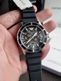 Emporio Armani Men’s Automatic Black Silicone Strap Black Dial 42mm Watch AR60062