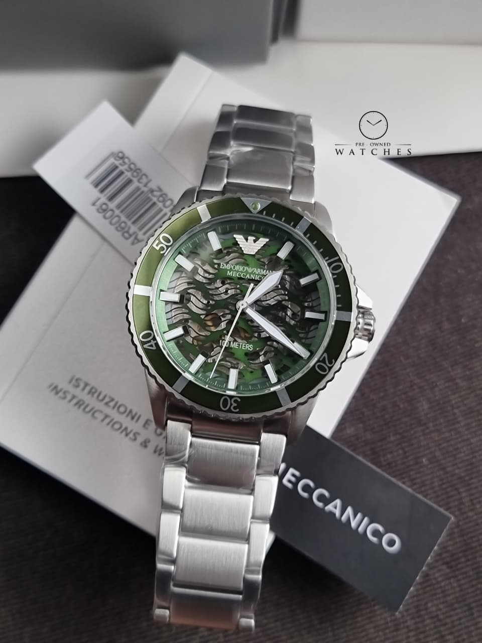 ARMANI アルマーニ AR-60061 メカニコ グリーンダイヤル SS 自動巻き 
