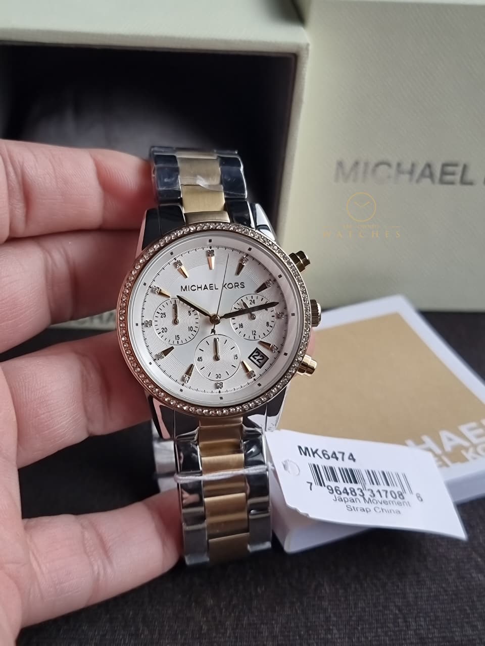 MICHAEL KORSRitz Chronograph Crystal White Dial Ladies Watch MK6474