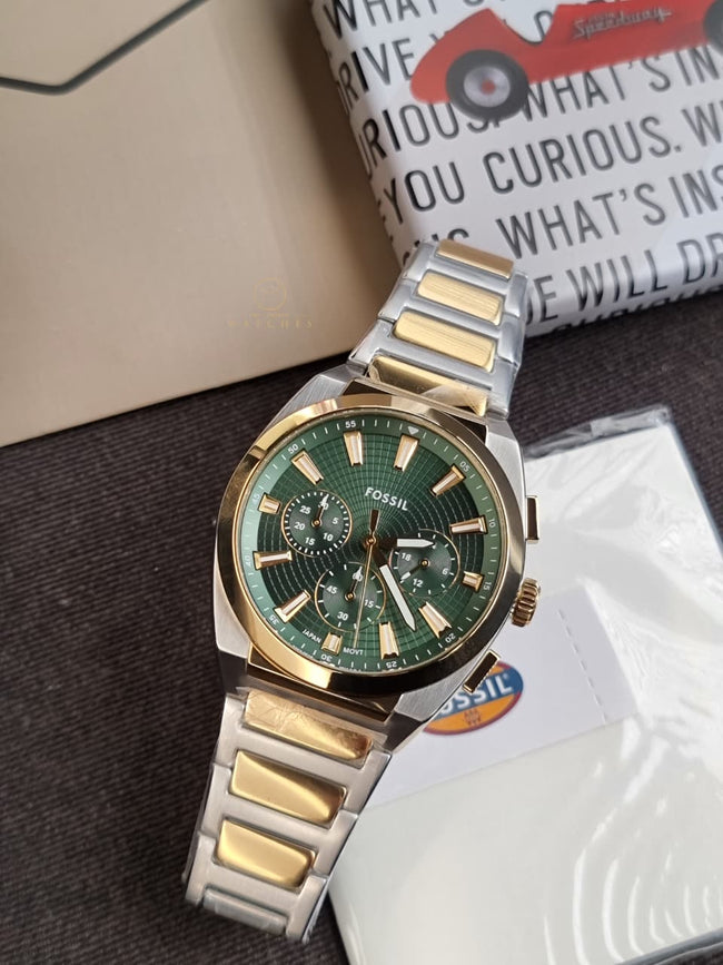 Fossil Men Everett Multicolor Quartz Stainless Steel Green Dial Analog Watch FS6106 (WITHOUT TAG) Hover Image