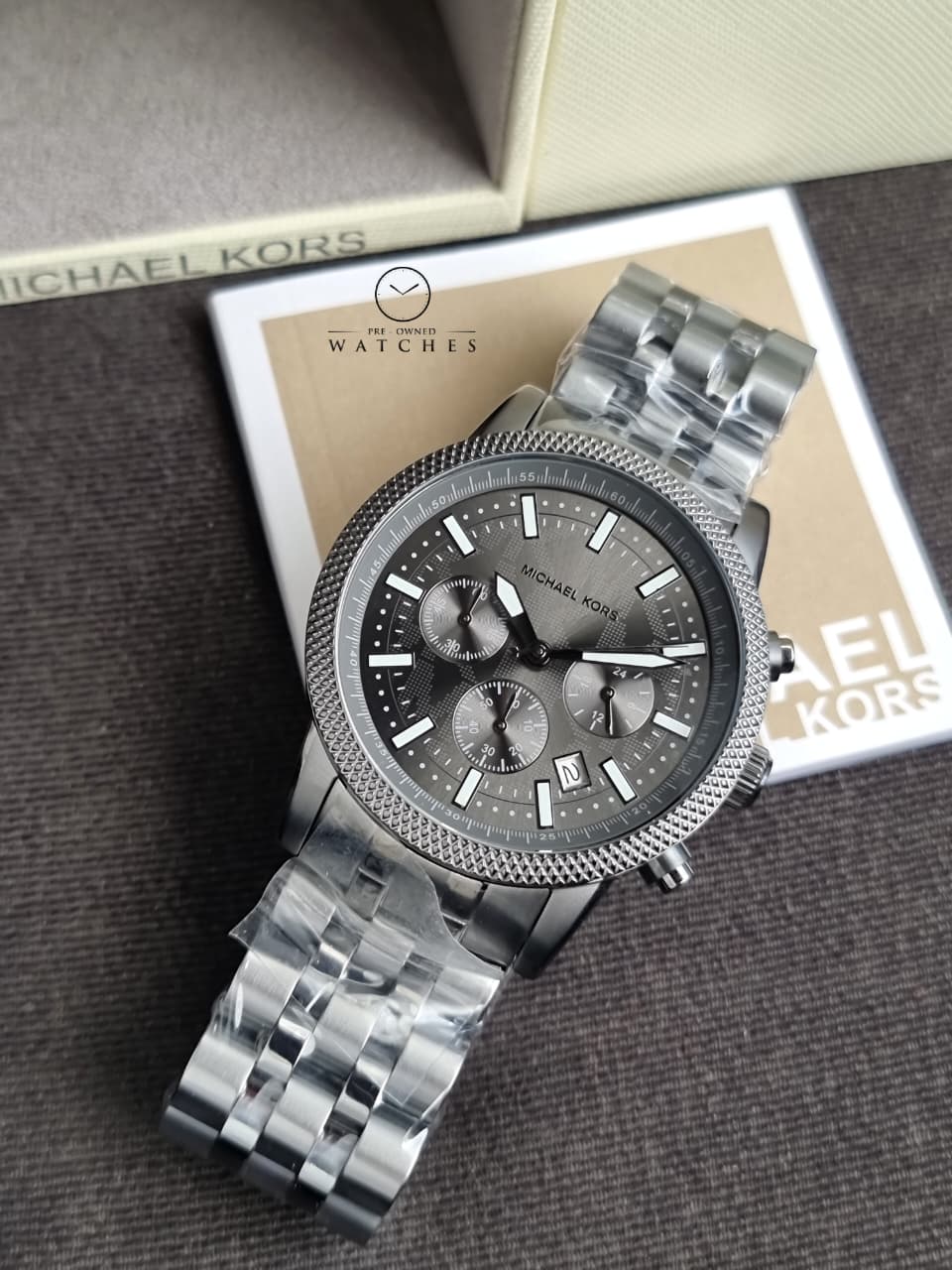 Michael Kors Hutton Gun-Metal Watch MKO1164 (WITHOUT TAG )