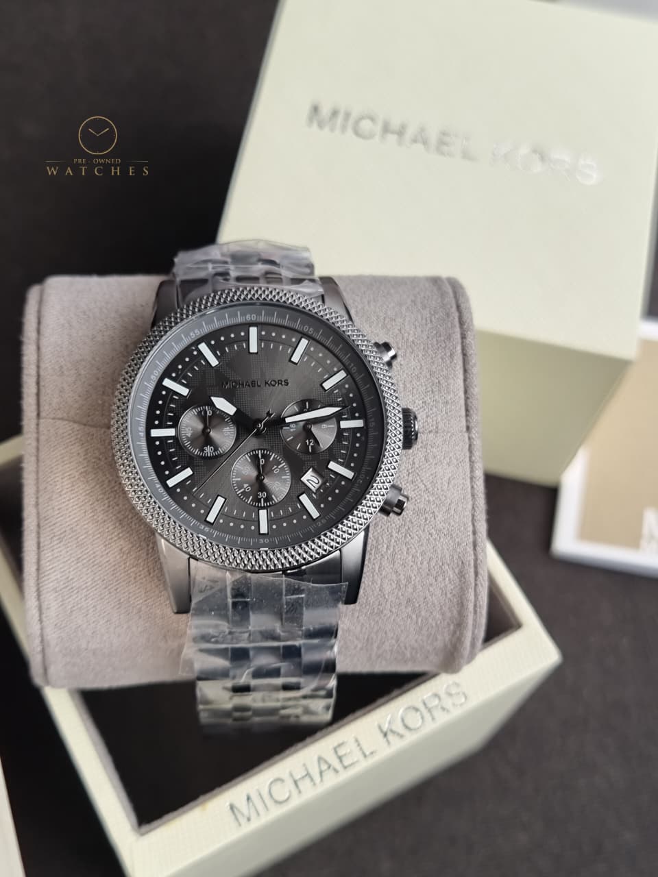 Michael Kors Hutton Gun-Metal Watch MKO1164 (WITHOUT TAG )